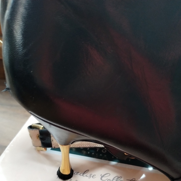 Black Leather Boots Size 10 Desire Strap Stiletto Boots EUC - Picture 3 of 16